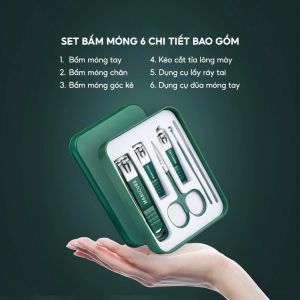 Bộ Bấm Móng Tay 6 Món Inox Cao Cấp – Bộ Cắt Móng Tay Móng Chân Manicure Pedicure Có Hộp