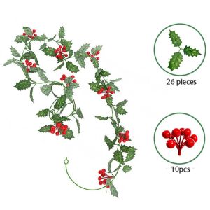 YDSD DIY Simulated Christmas Rattan Silk Flower Simulated Christmas Artificial Leaf Four styles Handmade Rattan Garland Pendant Home Decor