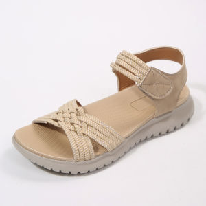 【Free Shipping】New Velcro Open-Toe Thick-Soled Sandals for Women Lightweight Sporty Style Plus Size Beach Wedge Sandals