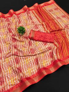 [Sedia sedia] menyampaikan warna penuh Digital cetak sutera lembut Zari kerja Lace parti pakai Saree (penghantaran dalam masa 4-5 hari)