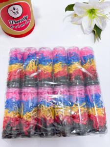 Karet Jepang warna warni tabung mini isi 12 pcs ikat rambut small