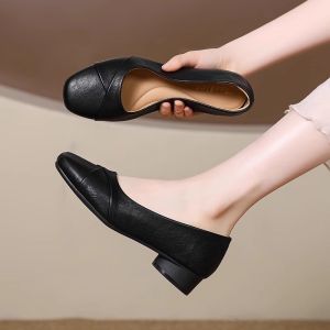 [Free Shipping] 2026 Spring New Collection: Stylish And Versatile Work Shoes Featuring Chunky Heels Square-Toe High Heels And Slip-On Designs Perfect For Interviews