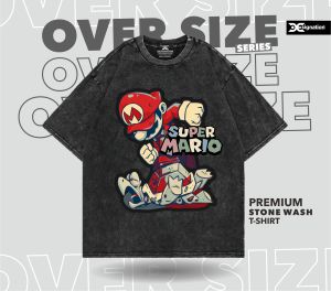 Kaos SUPER MARIO BROS Stone Wash Oversize / Tshirt GAMES NITENDO CARTOON Playstation Distro Murah / Washing Oversized VINTAGE