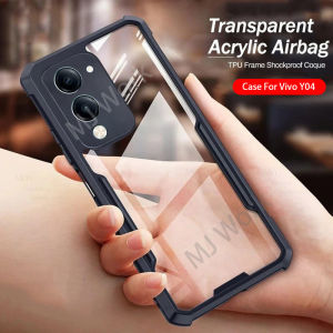 ปลอกอะครีลิคสำหรับ Vivo Y04 4G VIvoY04 2025มองเห็นชัดเจนเคสโทรศัพท์โปร่งใสเคสกันกระแทกมือถือฝาหลังน้ำหนักเบากรอบ TPU แบบนุ่มป้องกันการตก