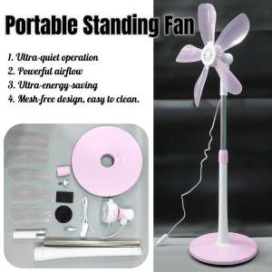 LYX Air Circulation Six Blade Plastic Standing Silent Electric Fan Fan Stand 8 Inch Strong Wind Retractable Fan Standing Electric Fan 2 Wind Power Angle Adjustable