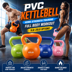 PVC Kettlebell 5/10/15/20LBS Home Gym Workout Equipment for Men & Women | Full Body Strength Training Squat Swing & Fitness Exercise