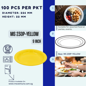 {MSV-WS} Quality Plastic Plates 9-10 inch Microwavable in Assorted Colours BPA Free Durable Reusable MS 230P MS 260P