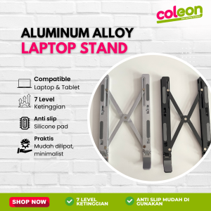 Dudukan Penyanggah Laptop Stand Portable Holder Lipat Notebook Tatakan Ipad Bahan Aluminium Alloy Single Adjustable Folding Tablet Kuat Kokoh Ringan