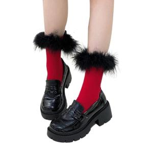 Phụ nữ lông còng tất kiểu vận động viên công chúa mắt cá chân tất cổ cao frilly mắt cá chân tất kiểu vận động viên bông Vớ qua mắt cá chân tất ống dài trung bình