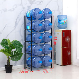 3/4/5 Tier Water Bottle Holder Organizer Metal Bucket Holder Stand Thicken Water Jug Rack Stand Double Row Rack with 8 Slots Household Kindergarten Office Water Dispenser Stand Rack