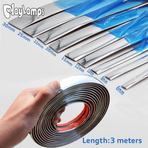 3meters Car Chrome Trim Strip Silver Soft PVC Door Window Bumper Scratch-Proof Protector Automotive Decoration Line Styling Mouldings
