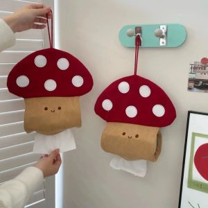 Cute Cartoon Mushroom Tissue Box Creative Wall Mounted Tissue Cover Tissue Holder Toilet Paper Storage Box Home Decoration Gift