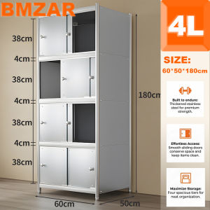 BMZAR Stainless Steel Kitchen Storage Cabinet Dustproof Heavy Duty with Sliding Doors Commercial grade quality Fully enclosed dustproof storage cabinet