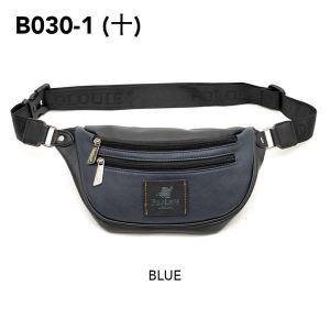 Original Polo Louie Men Smooth Leather Waist Bag New Style Zipper Crossbody Bag Chest Bag Sling Bag Lelaki Leather