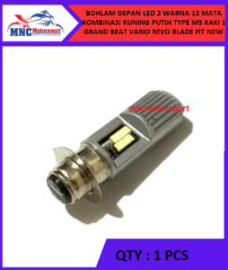 BOHLAM LED 12 MATA 2 WARNA KAKI 1 GRAND BEAT VARIO REVO BLADE FIT NEW AC DC KOMBINASI PUTIH KUNING