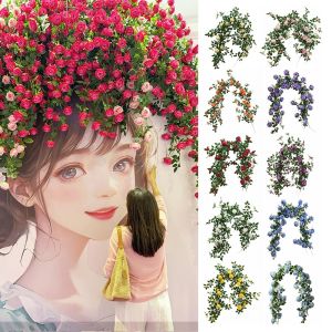 NUBE Green Leaves Artificial Rose Vine Photo Props Multicolor Plant Wall Decorative Flower Creative Wall Ornament Rose Silulation Flower Cafe Decoration