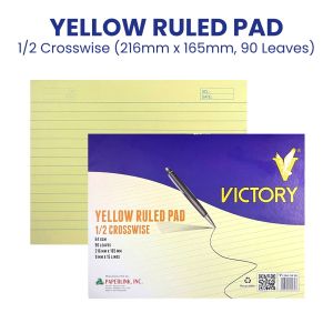 Yellow Ruled Pad Paper 64 GSM 90 Leaves – Grade School & Office Use (1/4 1/2 Full Sizes) Yellow Ruled Paper / 64 GSM thickness / Students School Supplies / Sold Per Piece