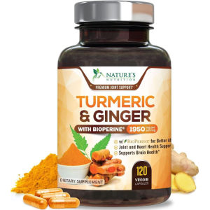 Natures Nutrition Turmeric Curcumin & Ginger with BioPerine % Curcuminoids 10mg 10 capsules