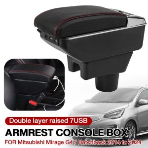NOONOR Double Layer Console Box with Storage Bag with USB Center Storage Box Convenient Multifunctional Car Armrest Box for Mitsubishi Attrage Mirage/ Mitsubishi Hatchback 2014 to 2024 Universal