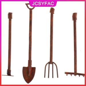JCSYFAC Dụng cụ làm vườn thu nhỏ Nhà búp bê 1:12 xẻng kim loại Bộ đồ nội thất