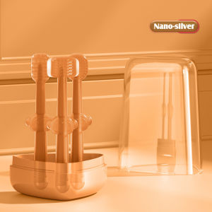 3PCS Baby Oral Cleaner Set Food Grade Material Toothbrush For KidsSoft Silicone Tongue Cleaner Brush with Storage Box