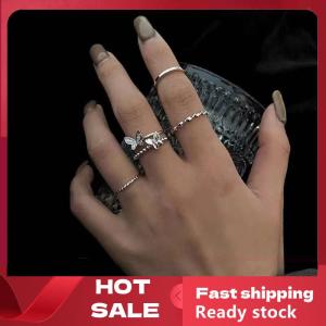 🚚【Local Express Delivery】🚚 3Pcs 4Pcs Hip Hop Punk Open Adjustable Rings Set Womens Ring Butterfly Metal Finger Ring