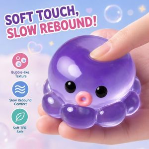 Octopus Squishy Toy Stress Relief Ball Slow Rebound Squeeze Toy TPR Bubble Pop Fidget Toy