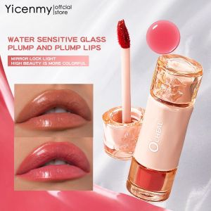 ลิปเคลือบริมฝีปากกระจกคริสตัลแช่แข็งให้ความชุ่มชื้นกันน้ำยาวนานยาวไม่ติดถ้วยลิปกลอส