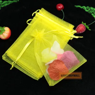 50/100pcs Organza Mesh Bag Drawstring Wedding Party Jewelry Candy Packaging Favour Birthday Gift Sarung Hadiah Telur 纱袋