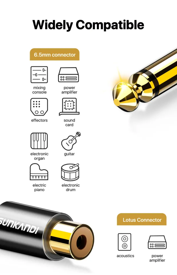 SUNKANDI Mm Male Plug To Female Connector Headphone Amplifier  Audio Adapter Microphone AUX Mm Converter Audio Headset Microphone  Guitar