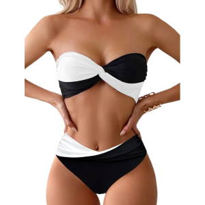 Phụ Nữ màu tương phản Bộ Đồ Tắm Hai Pcs Đồ bơi 2 mảnh Sao Bandeau Áo Tắm Đồ bơi cho bé gái Thiết Lập nâng Đồ Bơi