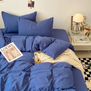 Dansunreve 3/4ชิ้น ชุดผ้าปูที่นอน 3ฟุต 5ฟุต 6ฟุต ผ้าฝ้ายล้าง สีทึบ ปลอกผ้านวม ปลอกหมอน พร้อมปลอกผ้านวม ผ้าฝ้ายนุ่ม ใส่สบาย คุณภาพ sheet ไม่มีผ้านวม