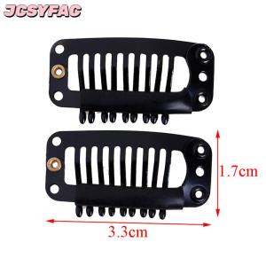 JCSYFAC 10 100 tóc giả tóc giả Clip snap clip W cao su trở lại phần mở rộng tóc đen 9 răng