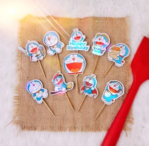 (Custom Foto) Topper / Hiasan Kue Ulang Tahun Karakter Doraemon