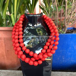Vòng cổ mặc áo dài sang trọng thanh lịch lụa tơ tằm bọc hạt gỗ