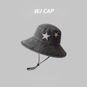 【WJ】ฤดูร้อนดวงอาทิตย์ดาวลายหมวกชาวประมง หมวกเดินป่ากลางแจ้งสไตล์คาวบอยตะวันตกสำหรับผู้ชายและผู้หญิง