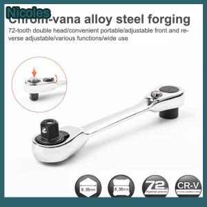 [Nicoles] Mini Double Headed Ratchet Wrench 1 4 Inch Drive Socket Screwdriver Bit Driver Quick Release Ratchet Wrench Hand Tools