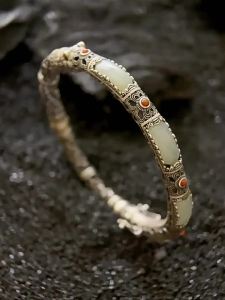 Vintej R Plat Jed Kosong Rama-Rama Gelang Berongga Reka Bentuk Niche Wanita a Etnik Vintej Gelang Terbuka untuk Ibu