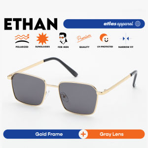 Atlas Apparel ETHAN Polarized Sunglasses for Men (Size 46) - UV400 Square Frame for Round Face
