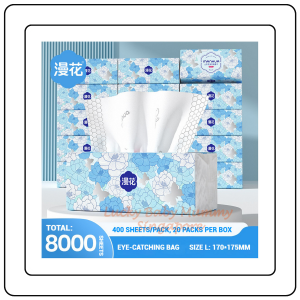 【JJ HOME】【20 Packs/Box】 ManHua Camellia Drawing Tissue  5-Ply 400 Sheets Virgin Wood Pulp