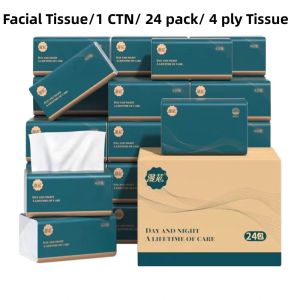 ManHua Facial Tissues 4ply 420 Sheets Pure Wood Pulp Napkins Travel Size Office Daily Use