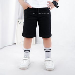 Lily And Clark Celana Jeans Pendek Basic Anak Laki-Laki Warna Hitam JPB01 Bold V2