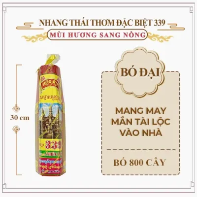 Nhang Thái Thơm 339 Đặc Biệt Sang Trọng An Toàn Cho Sức Khỏe Thiên Lộc - Bó 800 Cây