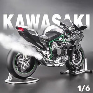 1:6 Scale Kawasaki H2R Alloy Motorcycle Model Diecast Car Sound Light Car Lovers Collection Kids Birthday Gift Metal Boys Toys