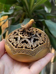 Lư Hương Xông Trầm Bằng Hợp Kim Đồng Nắp Gắn Họa Tiết Đẹp Mắt(LƯ CHÓP)