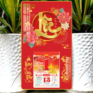 Lịch 2026 lịch treo tường Lộc 34x60cm bọc viền vàng kèm bloc 14.5x20.5cm (L2)