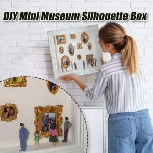 LLCY Gold Frames DIY Mini Museum Silhouette Box Memory Preservation Mini Figurines Memory Display Kit Creative LED Light String Scrapbook Album for Anniversary Gift