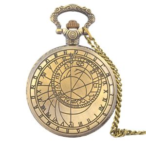 MYTHIS Flip Quartz With Necklace Pocket Watch Steampunk Pocket Fob Watches
