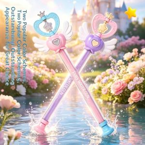 NOBLELUX Winged Wand Shape Princess Wand Water Sparkling Heart Decoration Fairy Water Toy Creative Push Spray Firework Fountain Pool Party