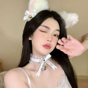 Zy Fashion Plush Lace Cat Ears Bell Headband for Women Korean Style Elegant  Fashion Girl Hair band Party Cosplay